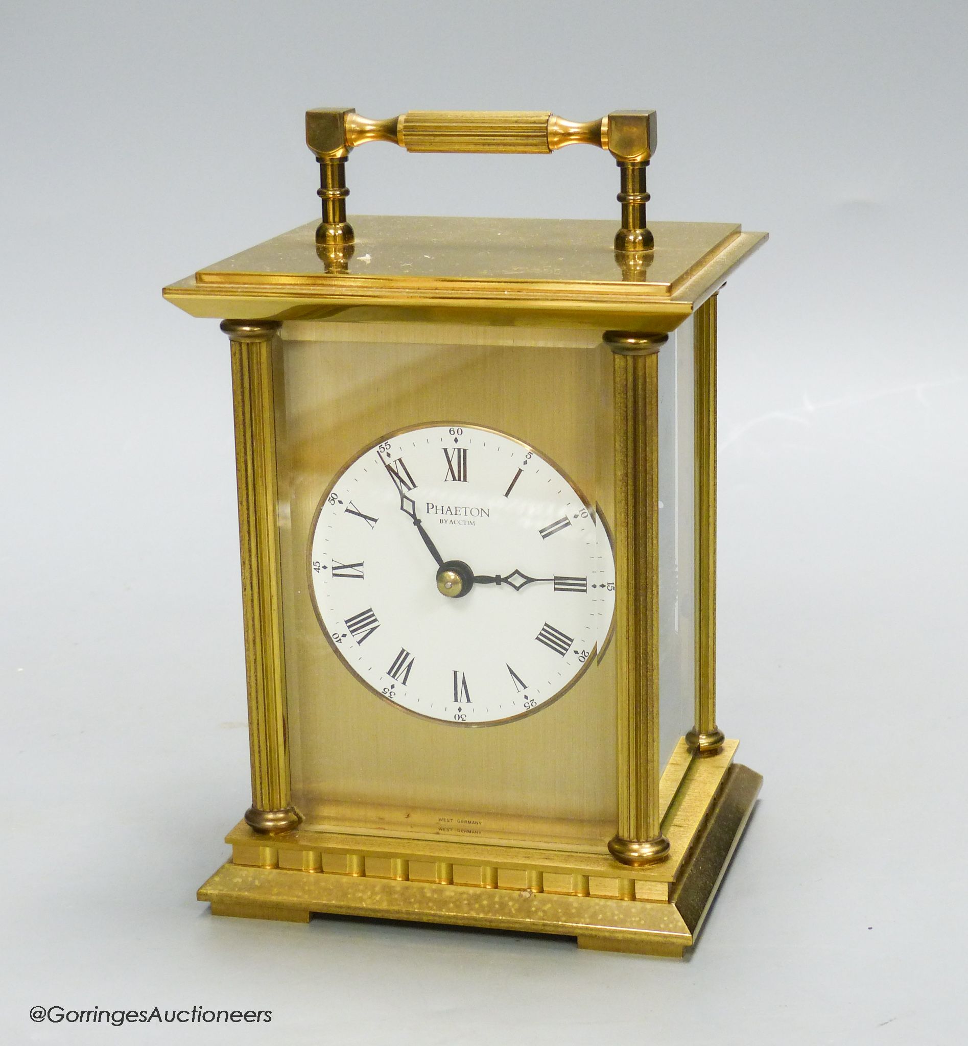 A Phaeton by Acctim brass carriage clock, height 19cm